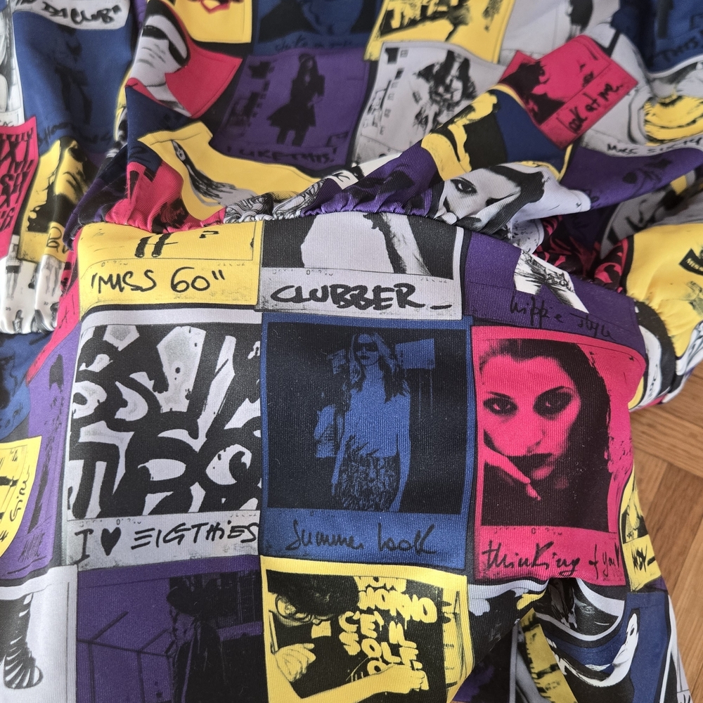 Vintage Miss Sixty Pop Art Comic Strip Mini Bubble Dress Off Shoulder S - Picture 13 of 15
